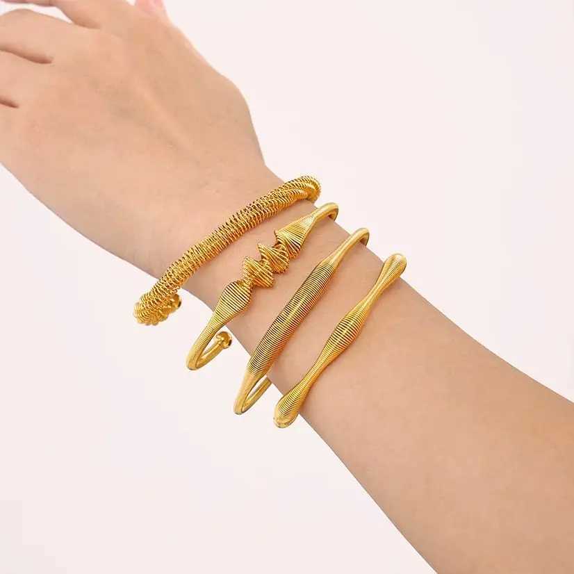 Nivora 316L Stainless Steel Cuff For Women Wristband Spiral Pattern Charm Statement Bangle Fashion Waterproof Jewelry Z250616