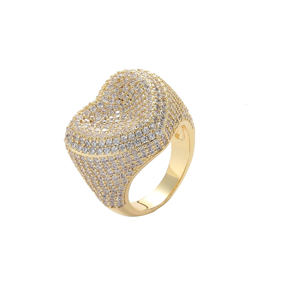 Bling Jewelry Women Heart Rings Micro Pave CZ Ring Men Hip Hop Jewelry For Gift R058 250610