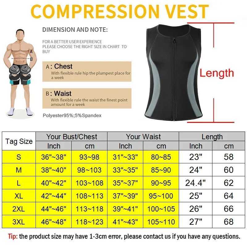 Neoprene Men Body Shaper Waist Trainer Vest Slimming Sauna Sweat Suits Tummy Control Tank Tops Abs Workout Shapewear Undershirt W250616