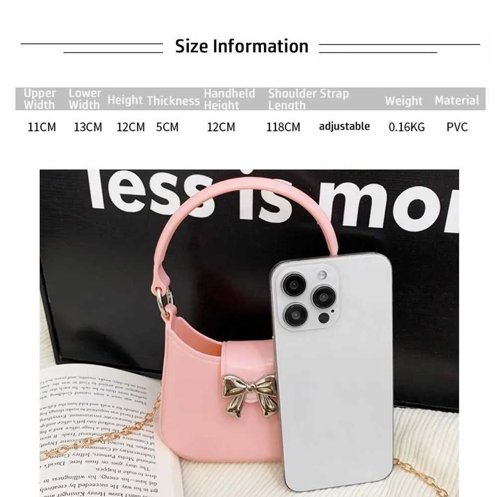 Versatile Mini Handheld Jelly Bag Bow Decoration Candy Color Crossbody Bag New Fashion Handbag with Chain Women Girls Moon BagXJ2520616