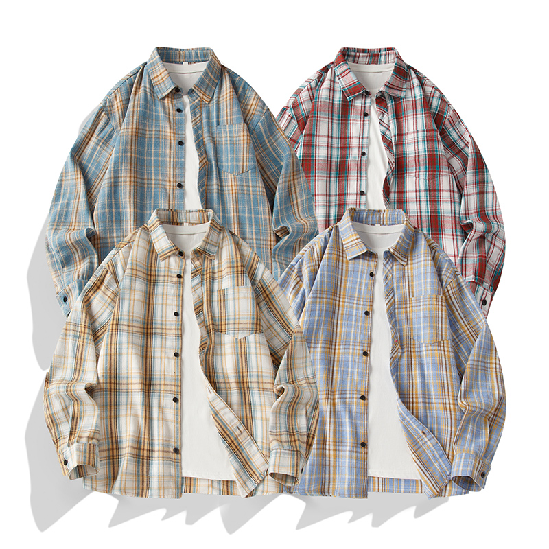 Men's Designer Shirt, 2025 New Style Checkered Shirt, Spring-Autumn Casual Loose Long-Sleeve, American Retro Style, Men's Inner Wear & Outer