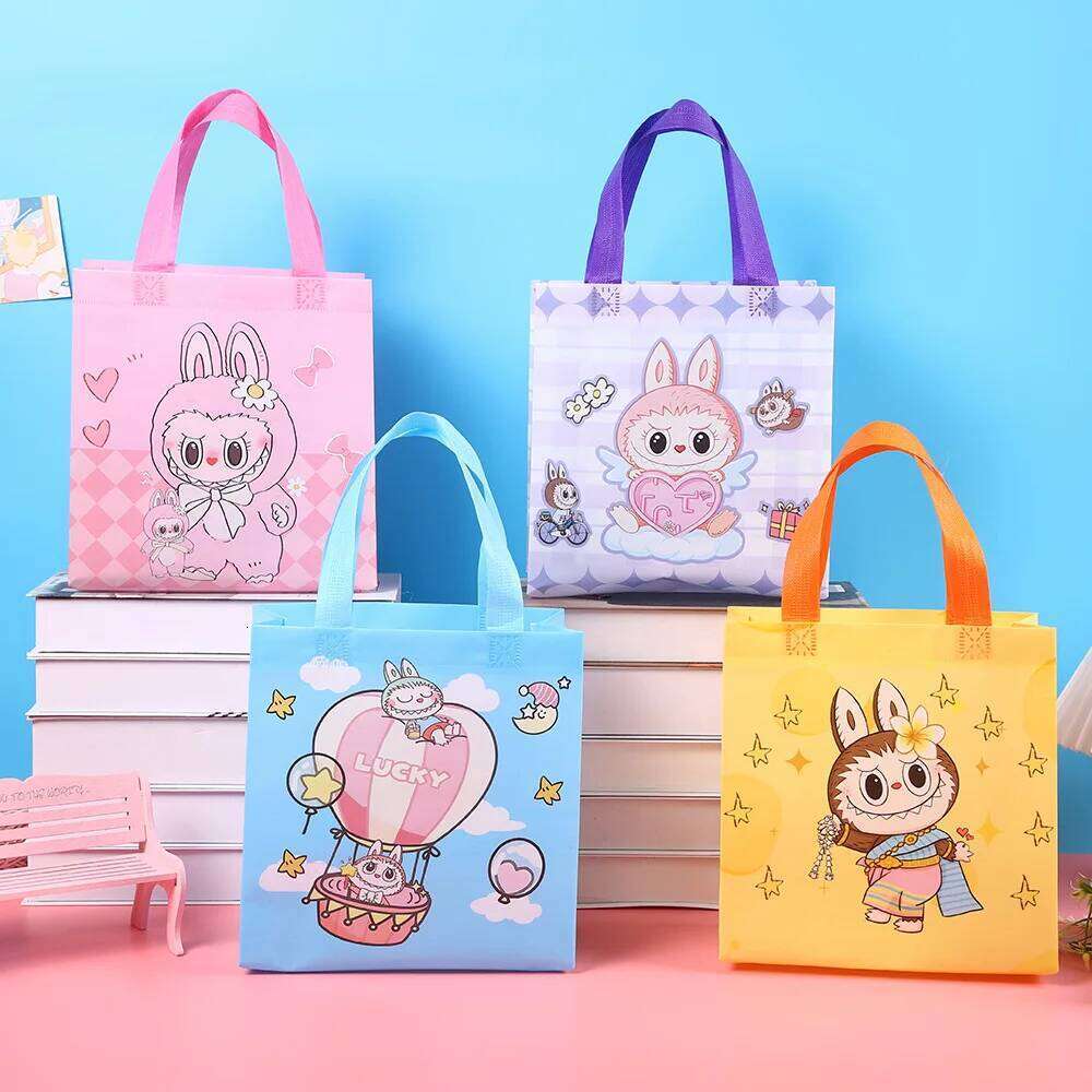 Women's Bags Designer 5/10Pcs Cartoon Labubu Candy Snacks Waterproof Non-Woven Gift Tote Bags Shopping Portable Bag For Gifts 23X22x11cm
