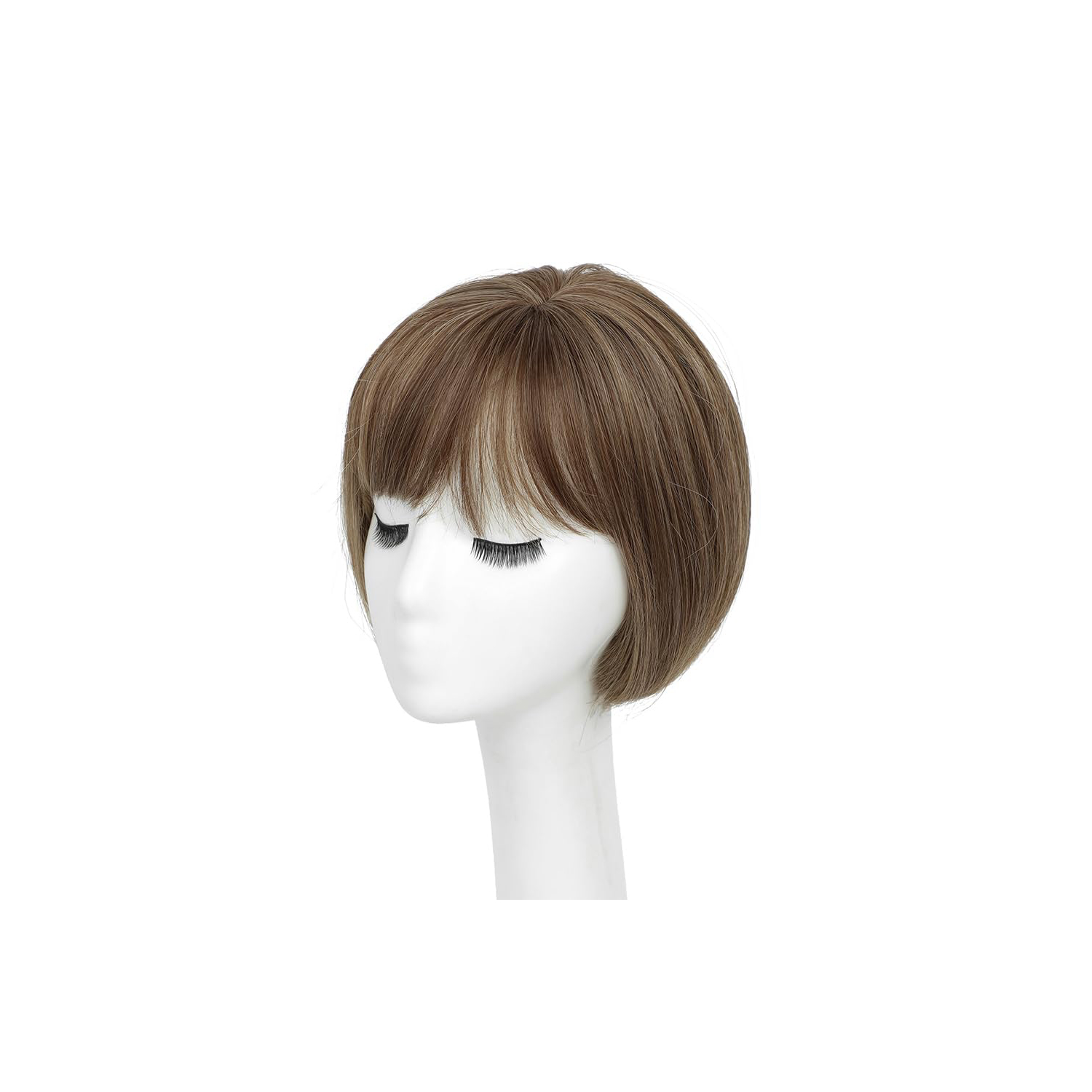 Female human hair wig patches, female short hair Bob Natura wig headwear with bangs side hair sparse synthetic headwear