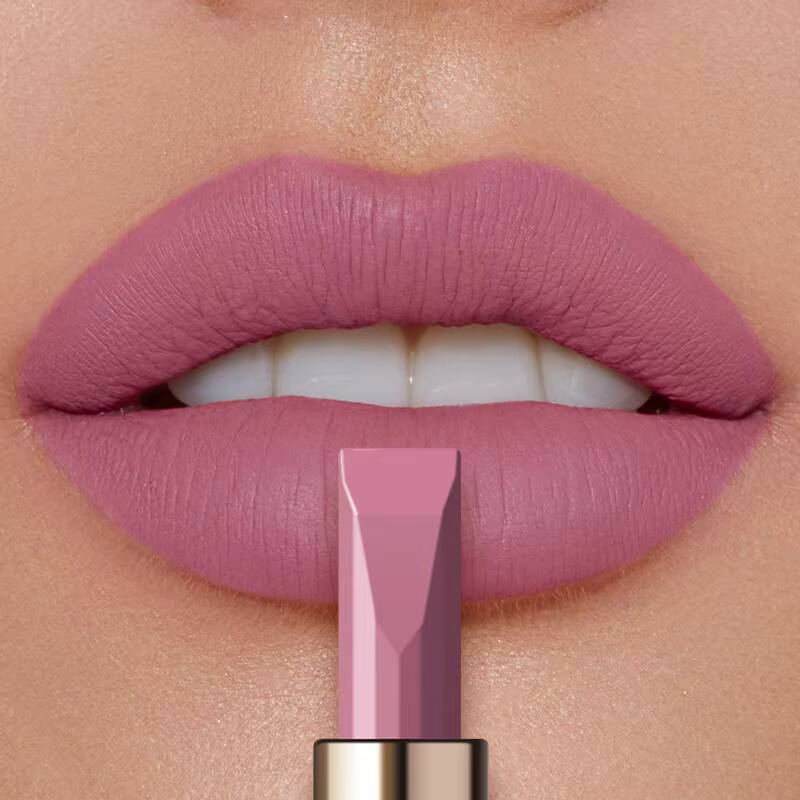 Velvet Smooth Matte Lipsticks, Waterproof Non-stick Cup Lasting Make-up Moisturizing Solid Lipstick happy
