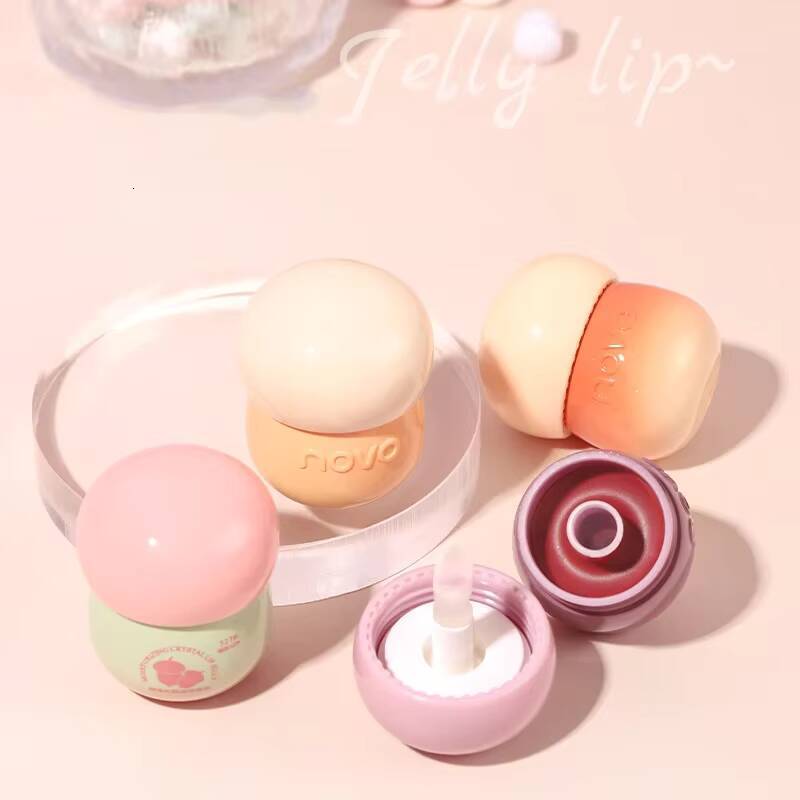 Cute Chubby Mushroom Gloss Red Lips Tint Creamy Jelly Lip Glaze Matte Liquid Lipstick Mud Waterproof Lasting Makeup Cosmetic happy