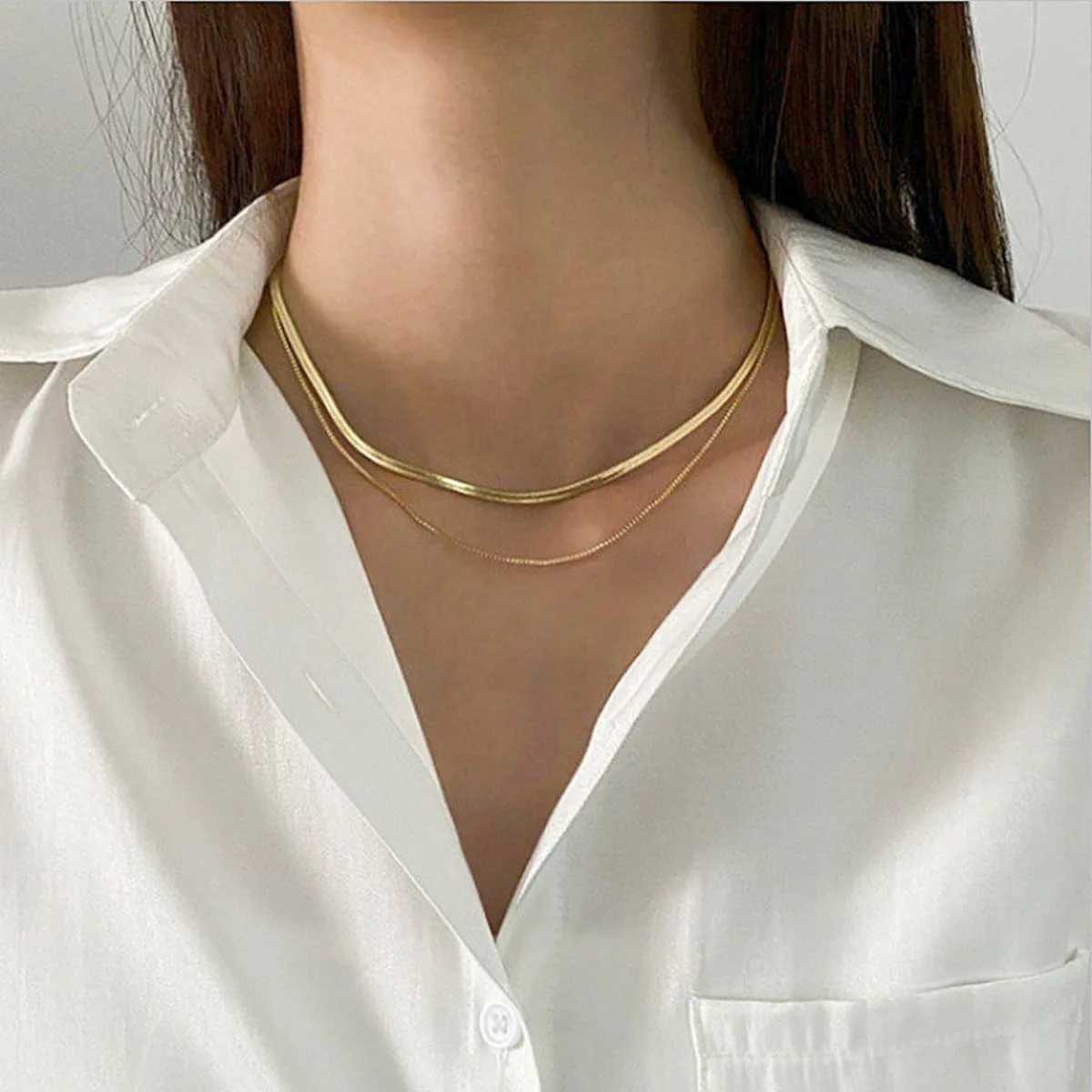 New Arrival Golden Stainless Steel Snake Bone Chain Necklace Hip Hop Chic Women Cool and Beautiful Versatile Chavicle Chain Fashion Jewelry V250616