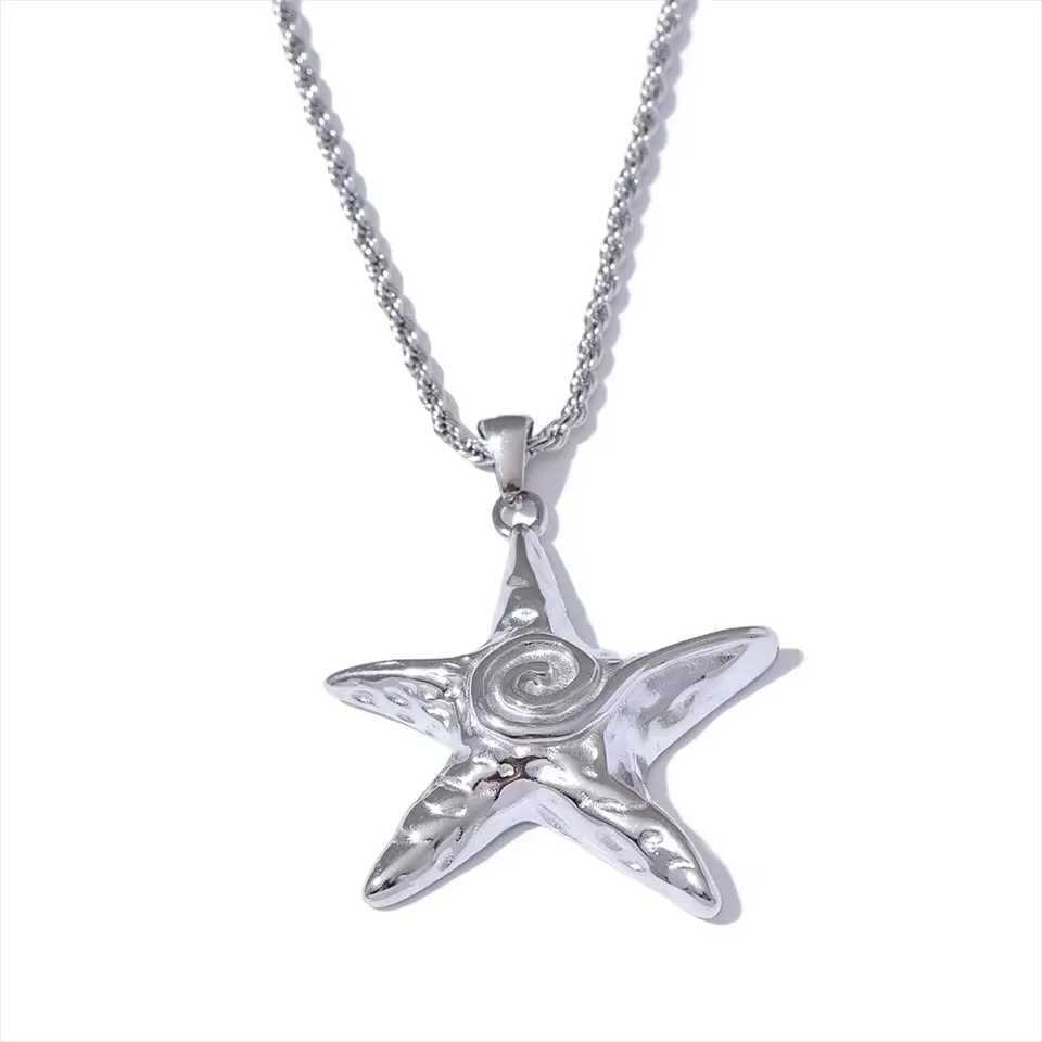 NEW Starfish Stainless Steel Pendant Necklace 18K Gold Plated Waterproof Fashion Jewelry For Women Men W250616