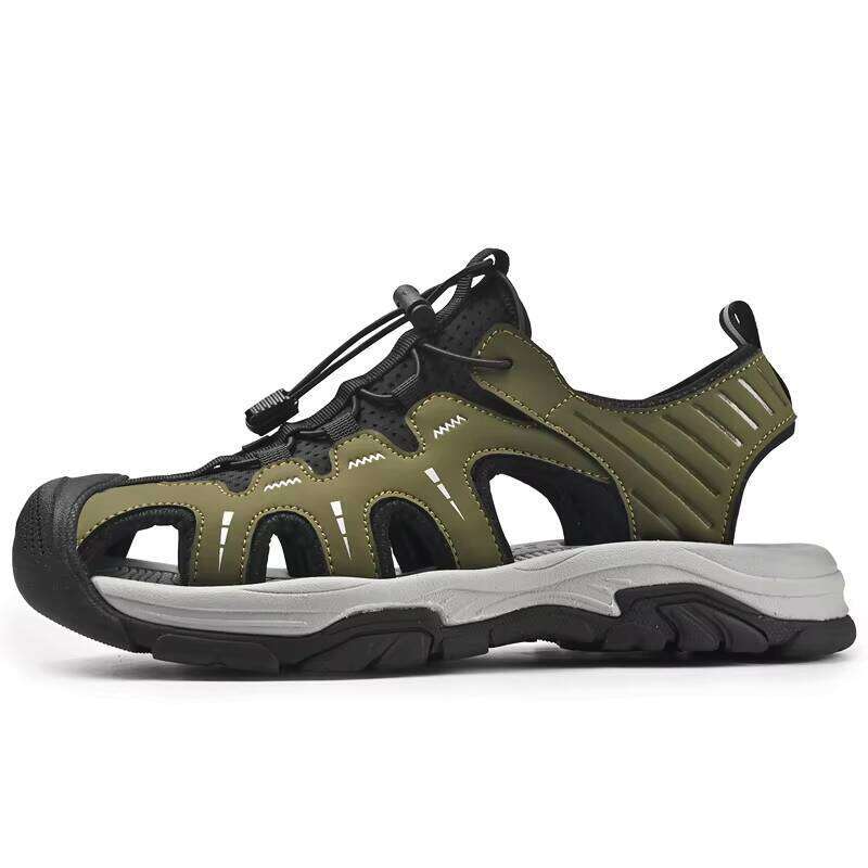 High Quality Outdoor With Protected Toe Trekking Sports Men Leather Material Camping Hiking Sandals