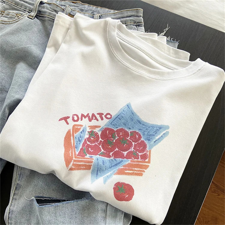 Tomato Sweet 90s Trend Casual T-shirts Clothes Women Female Summer T Clothing Ladies Print Graphic Tee 250614