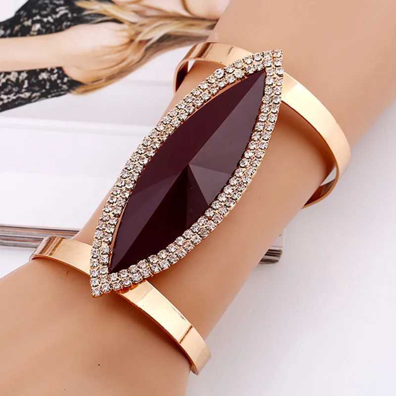 DIEZI Fashion Metal Rhinestone Bangles Women Trendy Resin Crystal Smooth Wide Opening Adjustable Bangle 2019 New Z250616