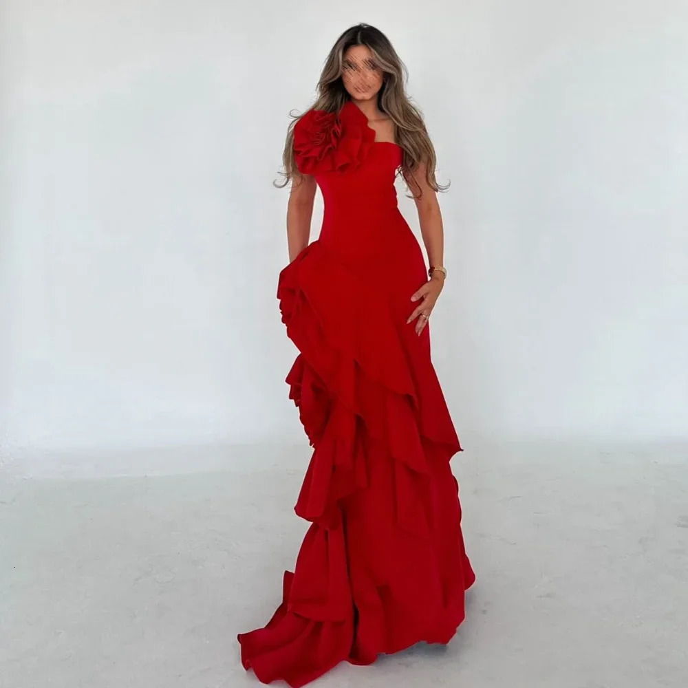 Customized Formal Gown Women Prom Evening Dress High Quality Jersey Pleat Trumpet Flower Dresses Classic Exquisite Modern Style 250612
