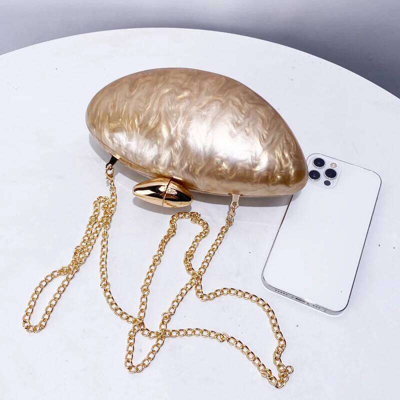Women's Bags Designer Eggshell Type Acrylic Evening Bag For Women Designer Handbag Purse New In Mica Texture Sequined Chain Strap Shoulder