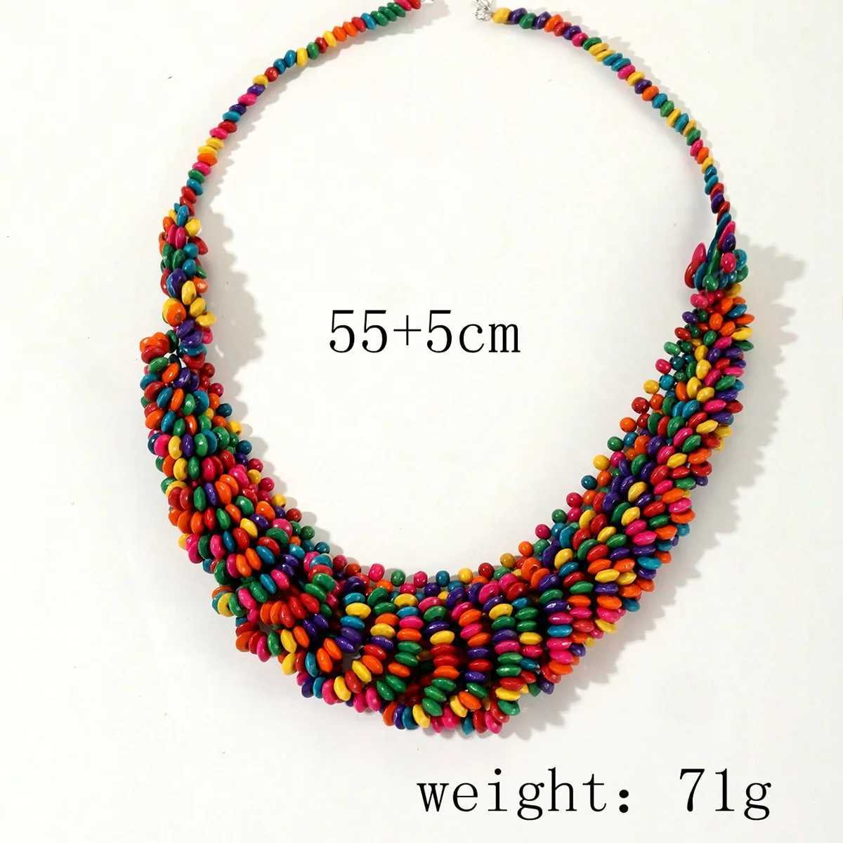 New Arrival New Arrived Trendy African Style Bohemian Colored Wooden Beads Handmade Beaded Necklaces For Women Summer Party Jewelry V250616