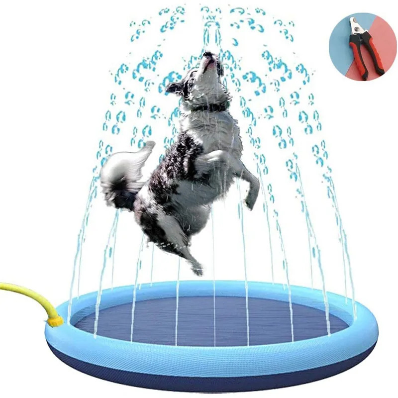 Refreshing Dog Sprinkler Pad Summer Play Cooling Mat Swimming Pool Outdoor Interactive Fountain Splash Sprinkler Pad for Dog Toy 250614
