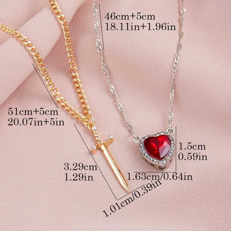 New Arrival Creative Heart and Sword Couple Necklace Collarbone Chain Sword Necklace Fashion Accessories for Women Couple Gift Jewelry V250616