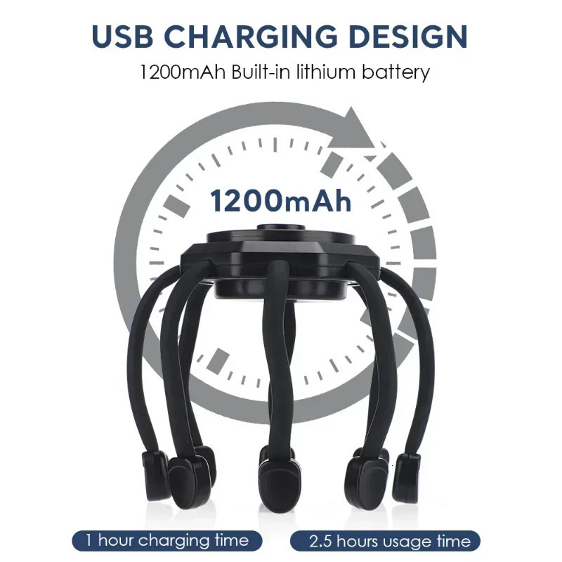 Electric Head Massager Octopus 20 Contracts 5 Modes Scalp 2 Long Contract Red Light Therapy Device 250605