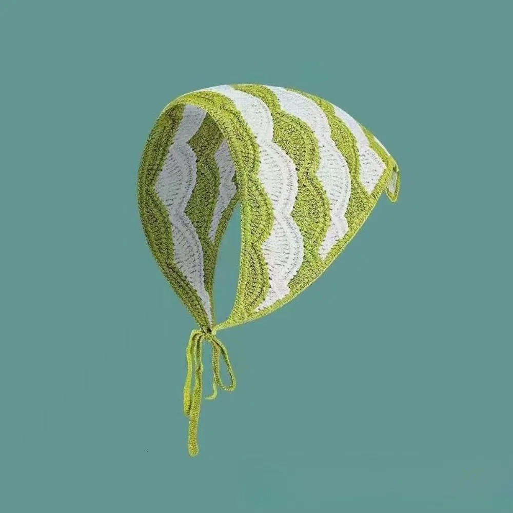 Sweet Knitted Turban French Pastoral Style Colorful Triangle Hair Band Check Wave Hair Accessories Headscarf for Women Girls 250610