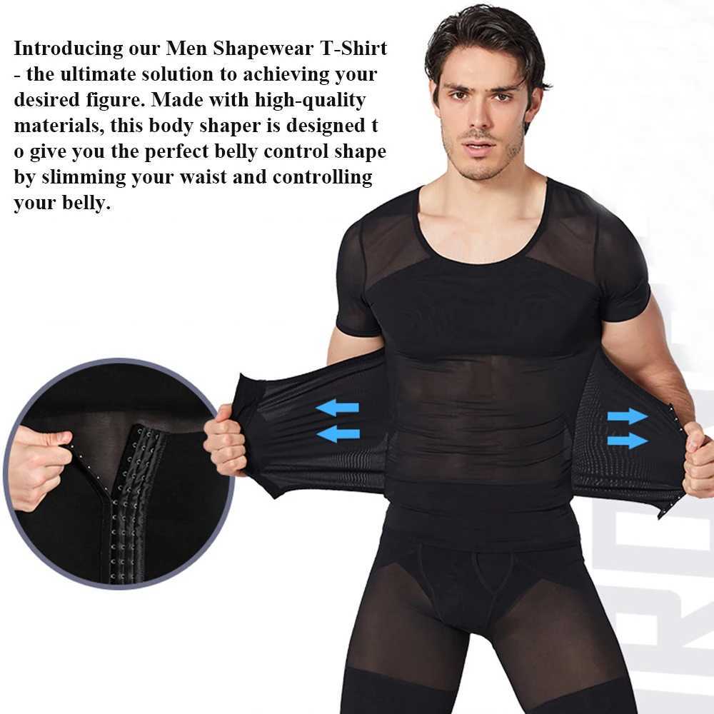 Men Shapewear T-Shirt Tummy Control Tight Slimming Body Shaper Shirt for Abdomen Control W250616
