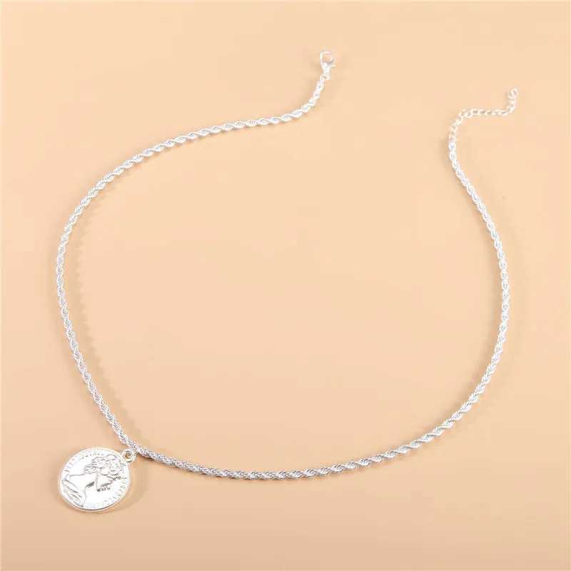 Ahmed Vintage Coin Pendant Necklaces for Women Fashion Figure Long Choker Necklace Gold Silver Color Statement Jewelry Gift W250616