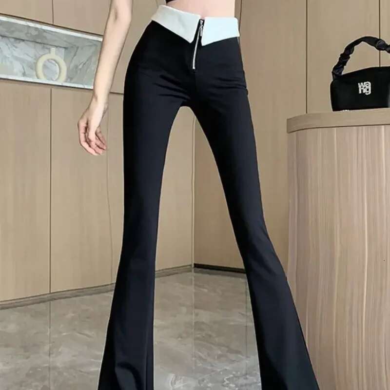 Long Slacks Pants for Women Flare Original Outfits Cotton Comfortable Stretch Elastic Classic G 90s Trends 2025 Woman Trousers