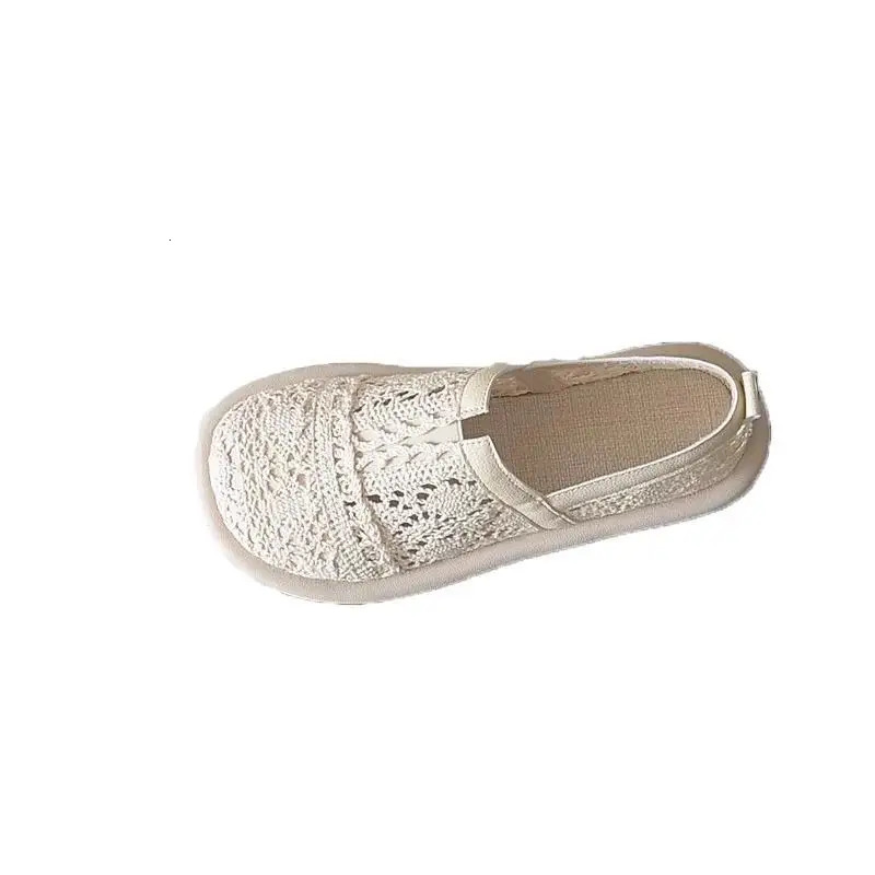 Summer Hollow Breathable Mesh Ladies Shoes Literary Retro Flat Womens Sandals footwear Comfort Fashion Baotou Womens Shoes 250613