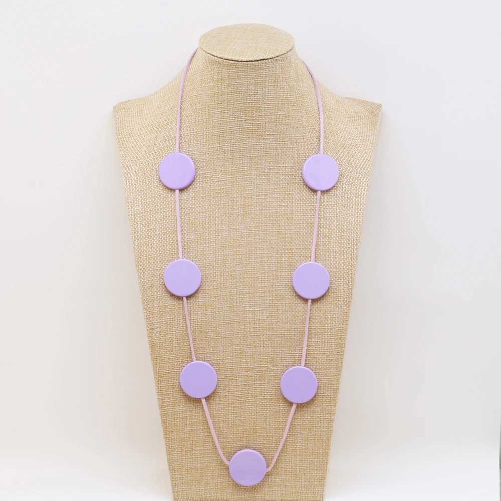 New Arrival Summer Spring Colorful Acrylic Resin Big Disc Pendant Long Necklace For Women Beach Jewelry Black White Bead Choker V250616