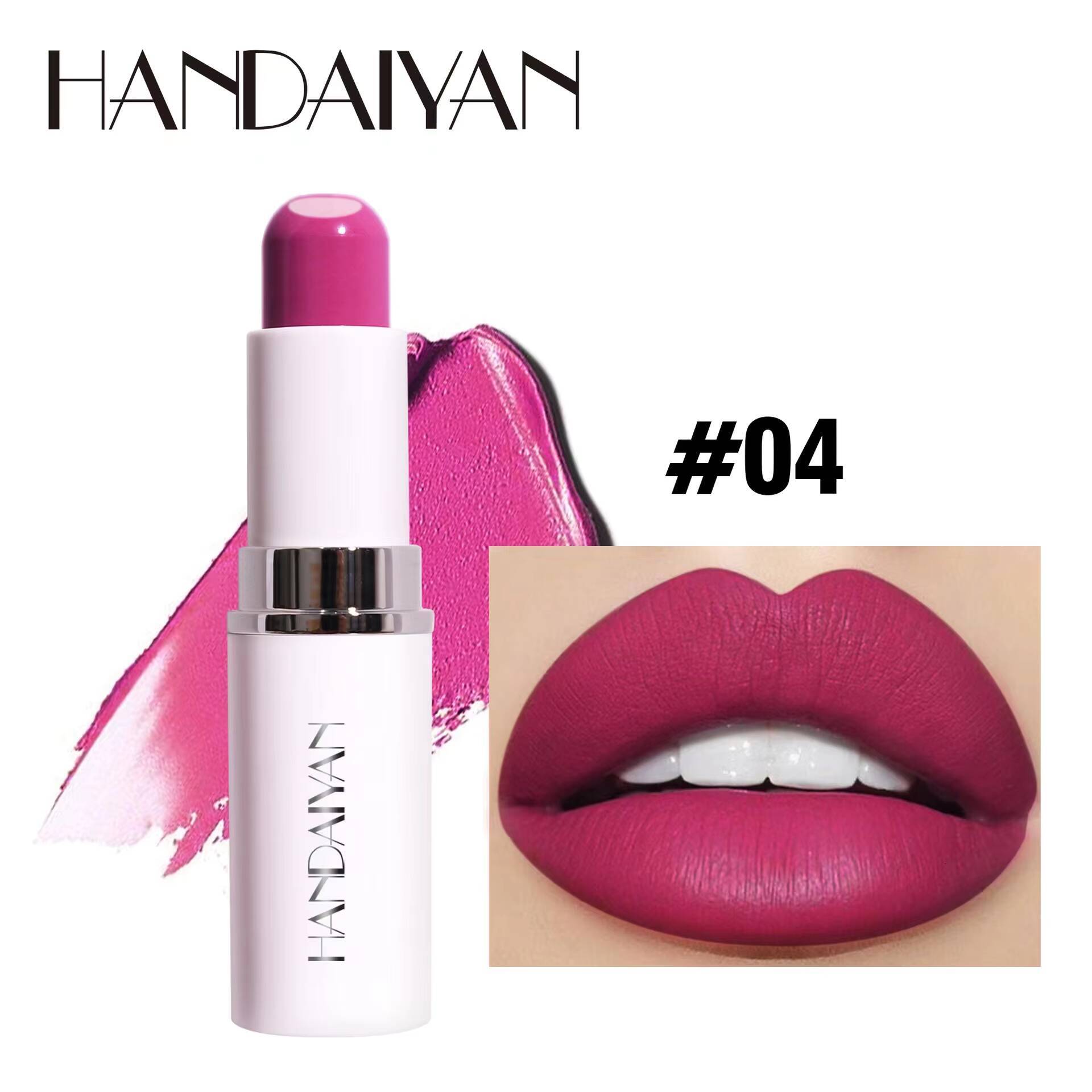 Handaiyan 8 Colors Matte Waterproof Velvet Nude Lipstick Sexy Red Brown Pigments Makeup Long Lasting Profissional happy