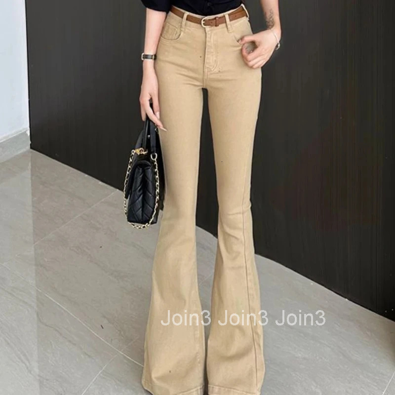 Skinny Slim Fit Cowboy Pants for Woman Wide Leg Flared Trousers Grunge Y2k Harajuku Fashion Wholesale Spring Womens Flare Jeans