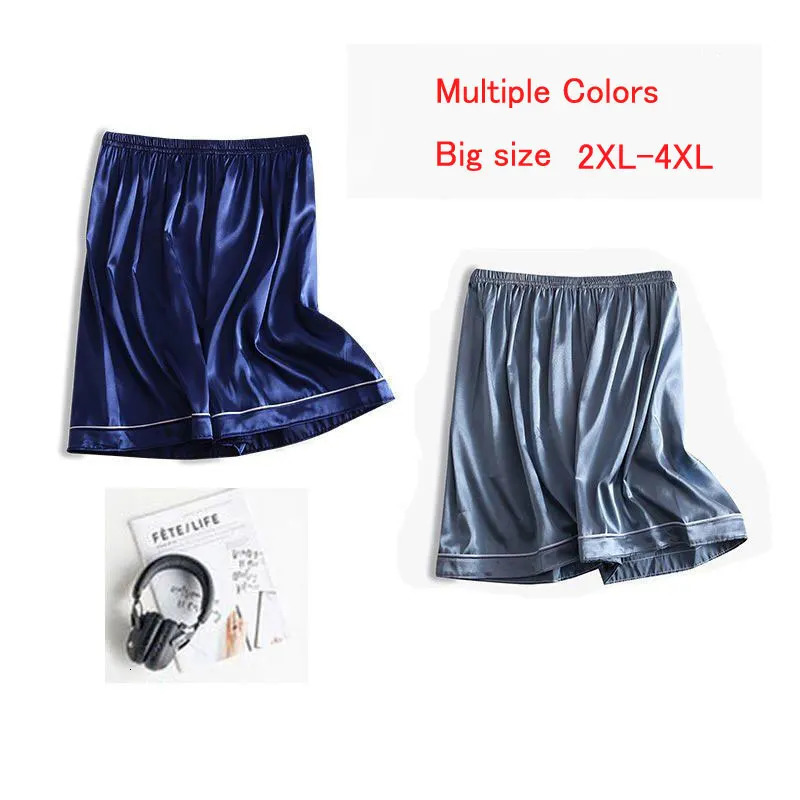 Men Pajamas Pants Summer Satin Elastic Waist Solid Color Homewear Casual Pyjama Boxers Bottoms Beach Shorts Pjs 250614