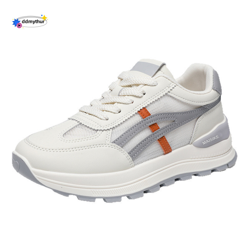 New Women's Mesh Breathable Agan Women 2025 Summer Thick-Soled Sneakers Fashion Versatile White Shoes ddmythur