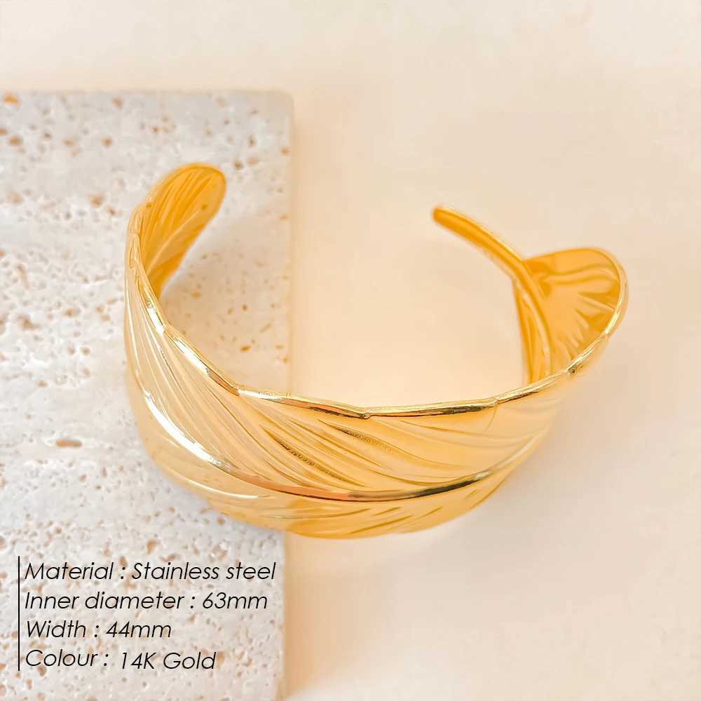 eManco Stainless Steel Womens Wide Bangles Luxury Gold Plated Cuff femme Vintage Jewelry Gift 48 Hour Shipping Z250616