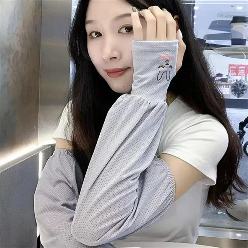 Summer Ice Silk Sun Protection Sleeves Outdoor Driving UV Protection Rabbit Ice Sleeves Loose Arm Protection Sleeves 250610
