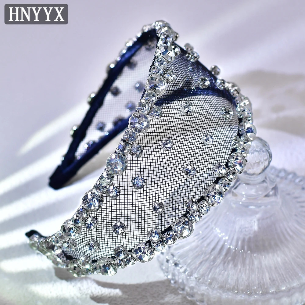 HNYYX Glitter Rhinestone Headband Wide Baroque Crystal Hair Hoop Hair Accessories for Women Wedding Party Hair Pieces A43 250603
