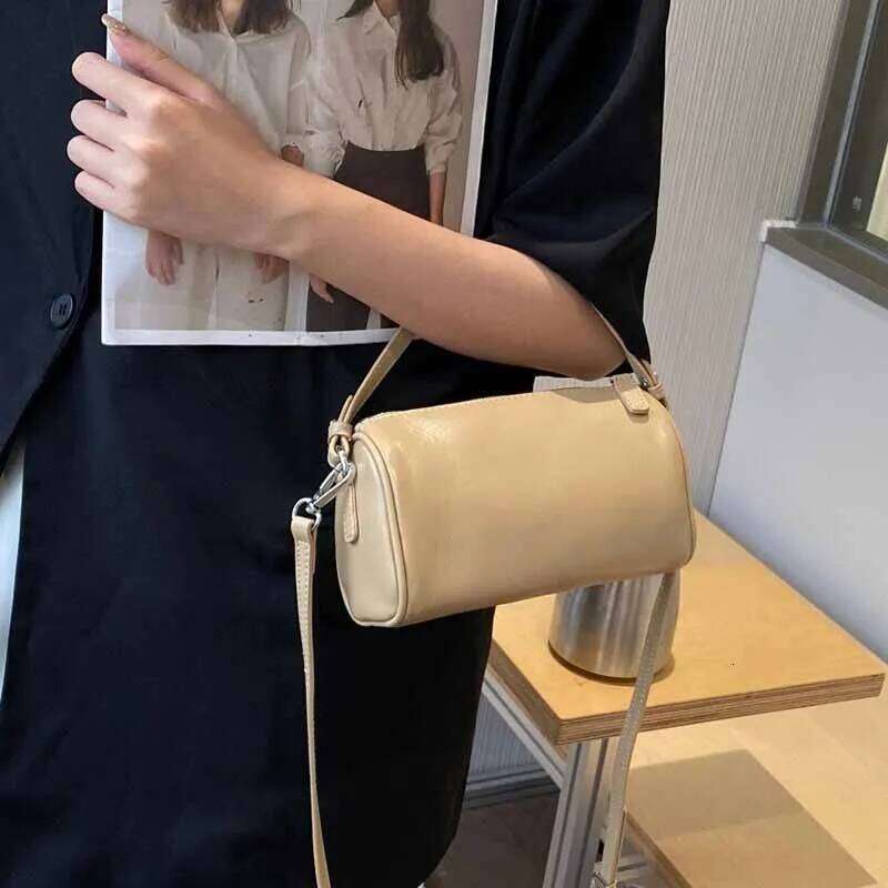 French Full-Grain Calfskin Mini Handbag Designer Ladies Leather Shoulder Strap Messenger Underarm Barrel Cross Wallet2025