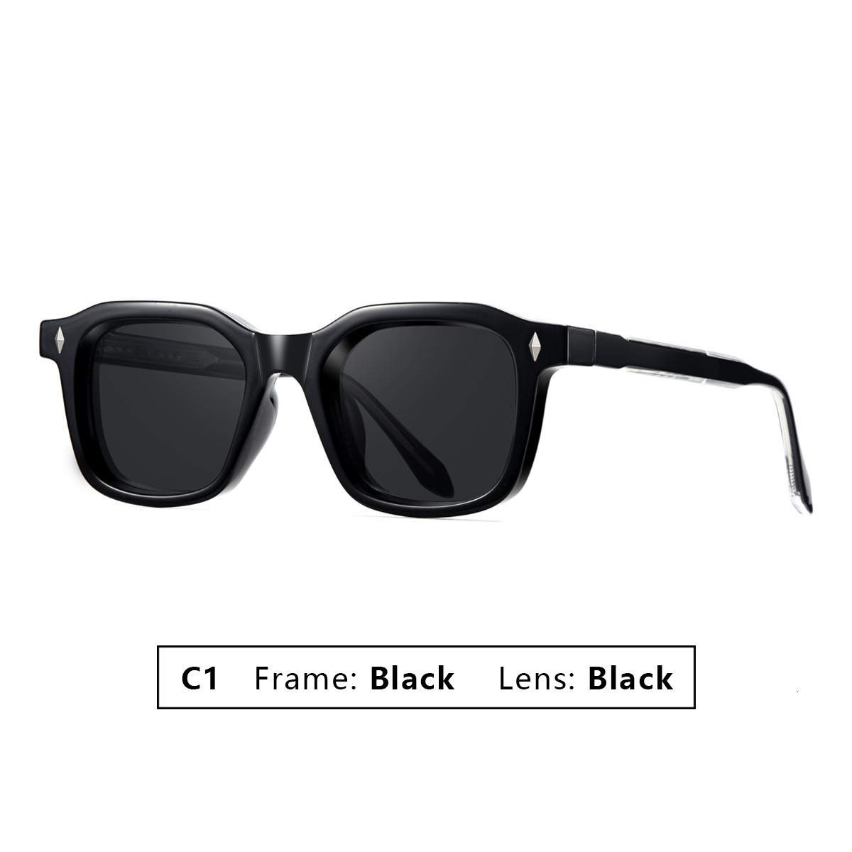 for Women High-End Men's Square Frame Tea Color UV Protection Sunglasses Acetate CP