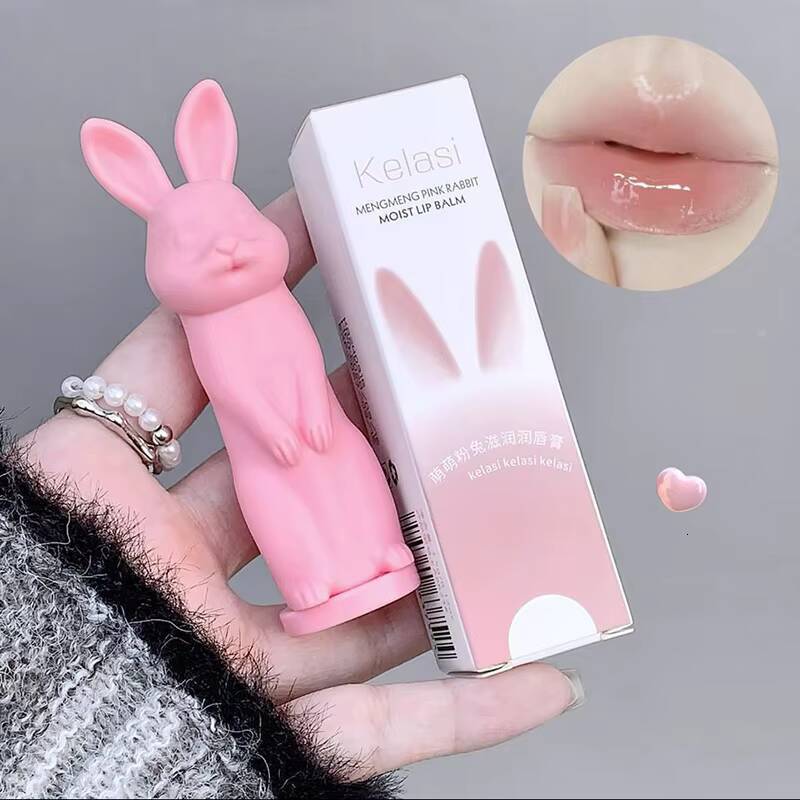 Rabbit Black Balm Gloss Not Dryness Peach Transparent Lip Tint Moisturizing Lips Makeup Base Children's Lipsticks For Girls happy