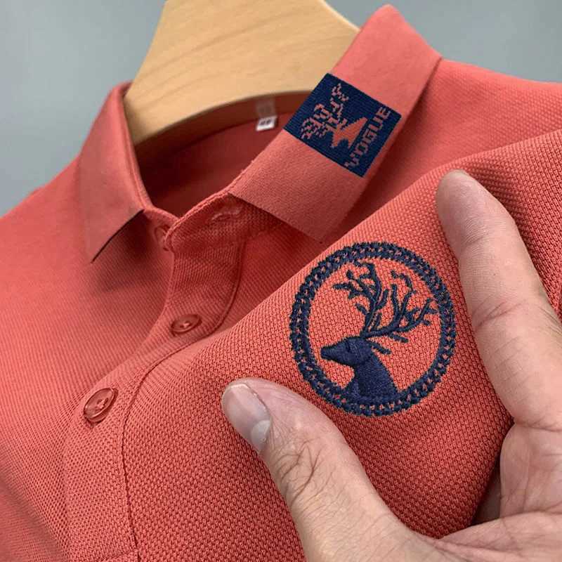 Mens Casual Fashion Polo Shirt Breathable and Comfortable Embroidered Top W250616