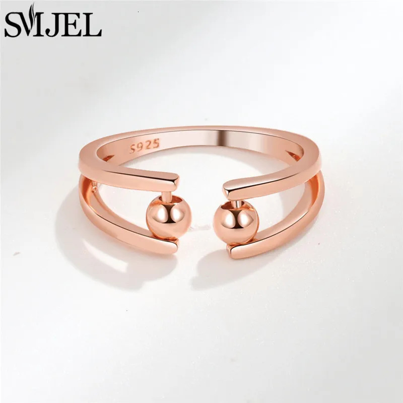 Fashion Anxiety Fidget Rings Adjustable for Women Simple Gold Color Round Beads Rotate Freely Ring Jewelry Anti Stress Gifts 250610