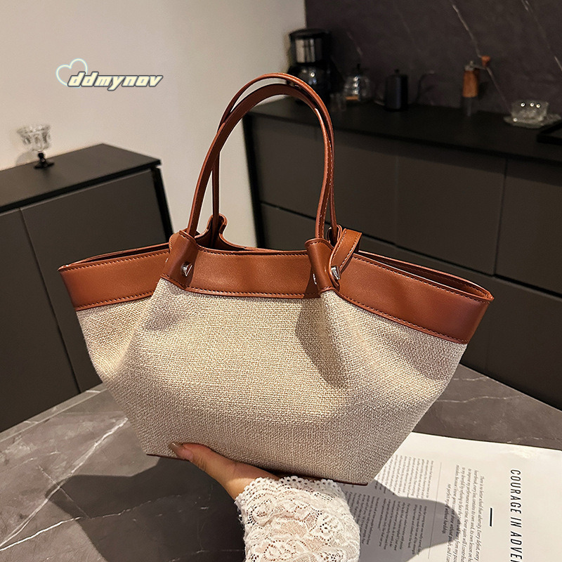 New Canvas Patchwork Tote for Women, Shoulder Handbag, Commuter Large Capacity Bag, Versatile Crossbody Bag ddmynov ddmynov ddmynov