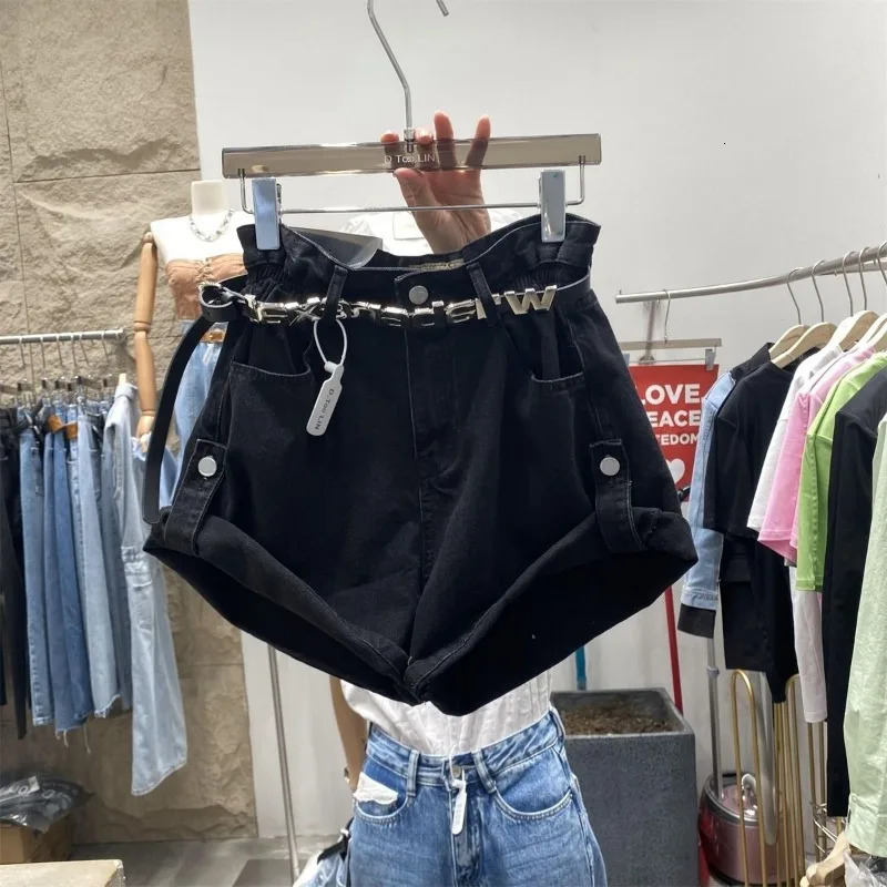 tie High Waist Appear Thin Denim Shorts Women Summer Simplicity Office Lady Wide Leg Fashion Loose All-match Casual Straight 250609