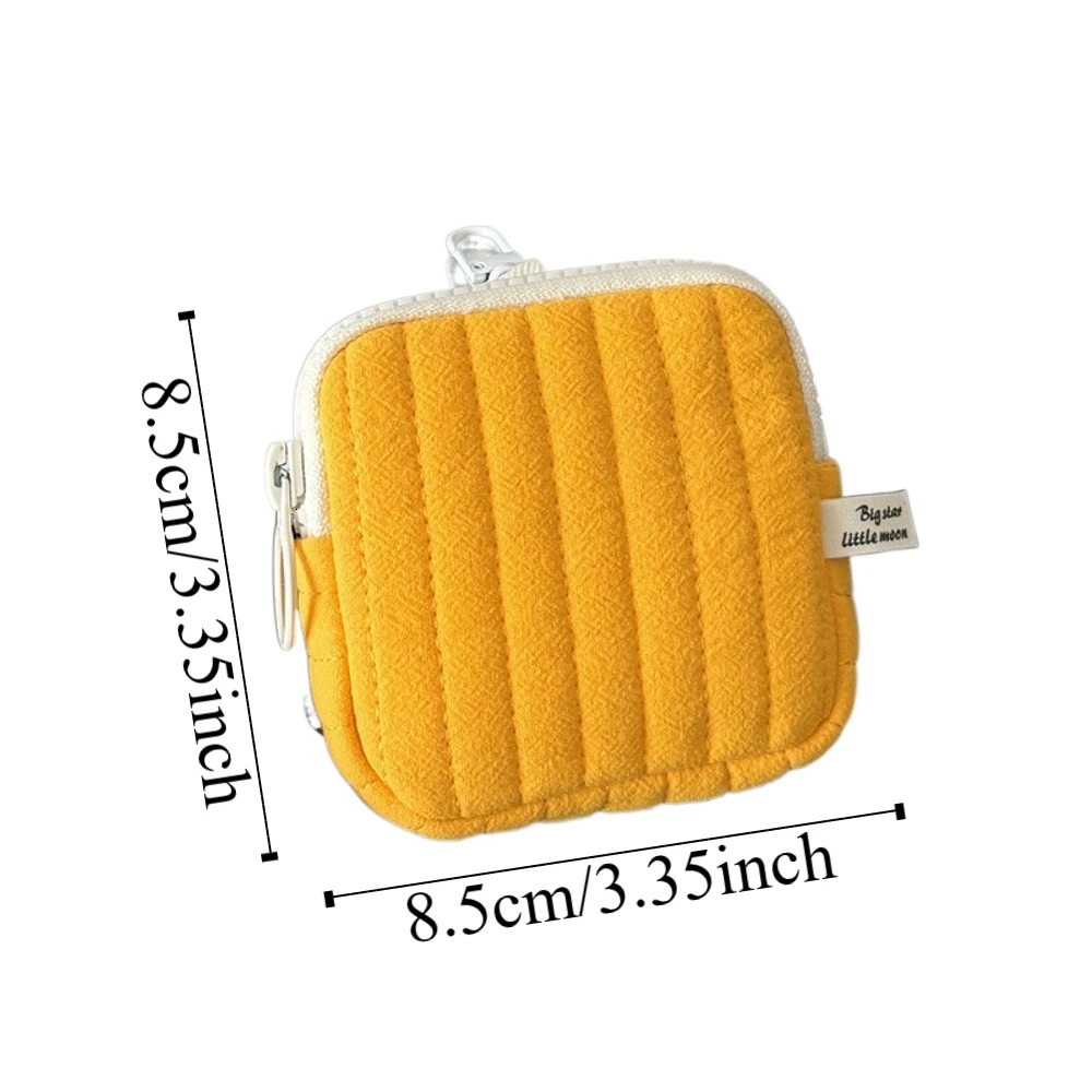 Quilting Seam Coin Pouch Polyester Cotton Square Small Cosmetic Bag Lightweight Korean Style Earphone Storage Case Student 250614