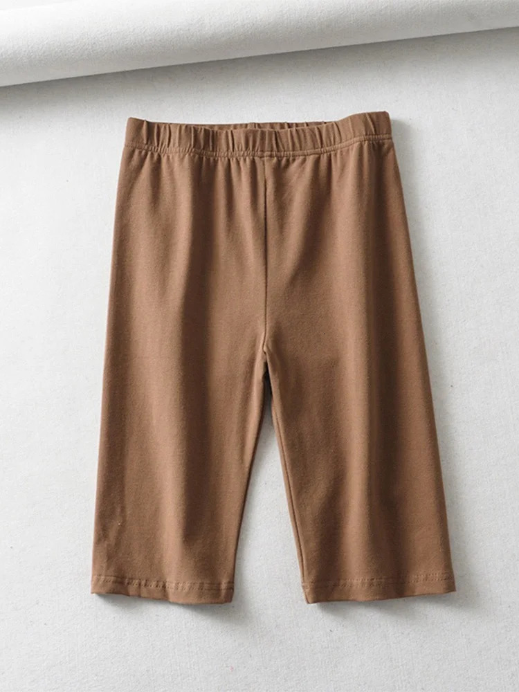 sexy women cotton high waist elastic pure color slim Knee-Length biker shorts female 250614