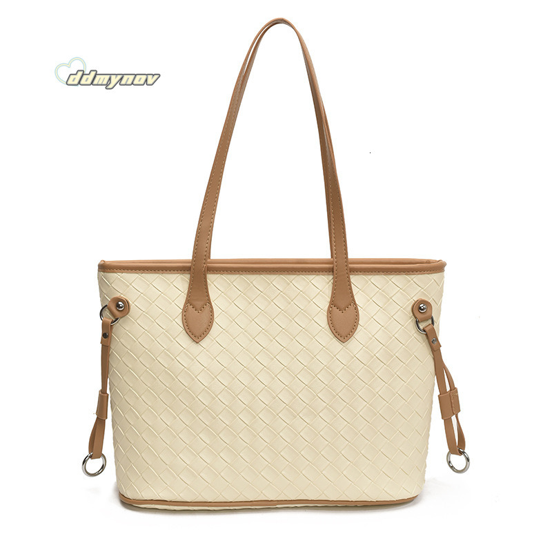 Minimalist Elegant Woven Pattern Tote for Women 2025 Summer New Large Capacity Office Commute Shoulder Underarm Bag ddmynov ddmynov