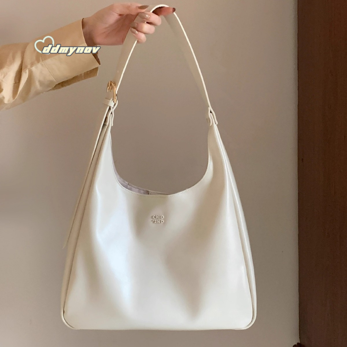 White Moon Traveler Tote Bag for Women, Large Capacity, Textured Shoulder Underarm Commuter Crossbody Bag, Fashionable and Versatile ddmynov ddmynov d
