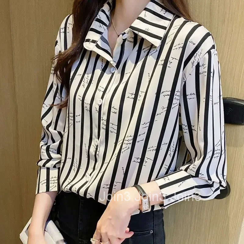 Spring and Autumn Woman Top Full Long Sleeve Shirts Blouses for Women Chiffon Korean Reviews Clothes Style Elegant Luxury S M