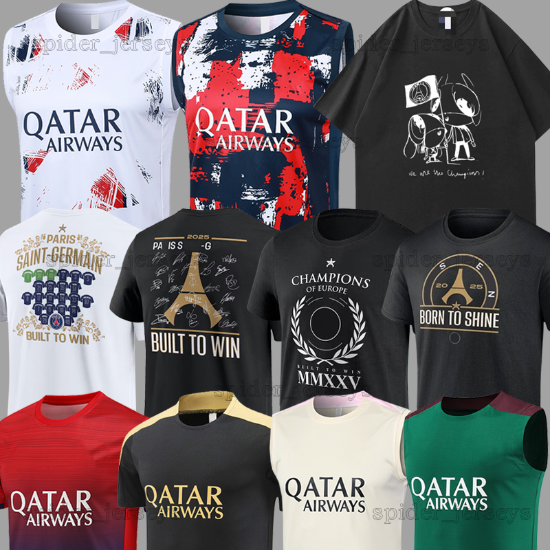25 26 HAKIMI soccer jerseys 2024 2025 2026 O.DEMBELE G.RAMOS VITINHA MARQUINHOS M.ASENSIO PSGES Training Vest polo Maillots de football shirts men uniforms