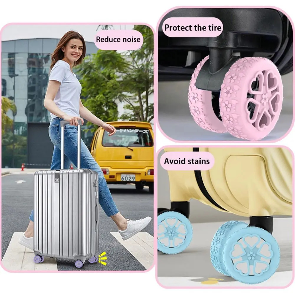 8Pcs Luggage Wheels Protector Rings Silicone Accessories Cover For Most Reduce Noise Travel Luggage 250616