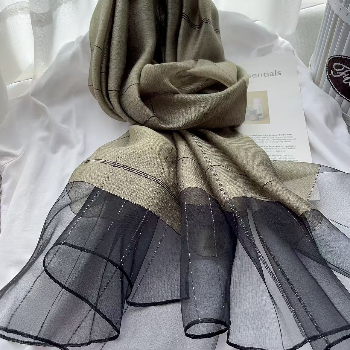 T981 Spring and Autumn Mulberry Silk Lady Long Scarf Simple Temperament Mom Style Versatile Scarf Fashion