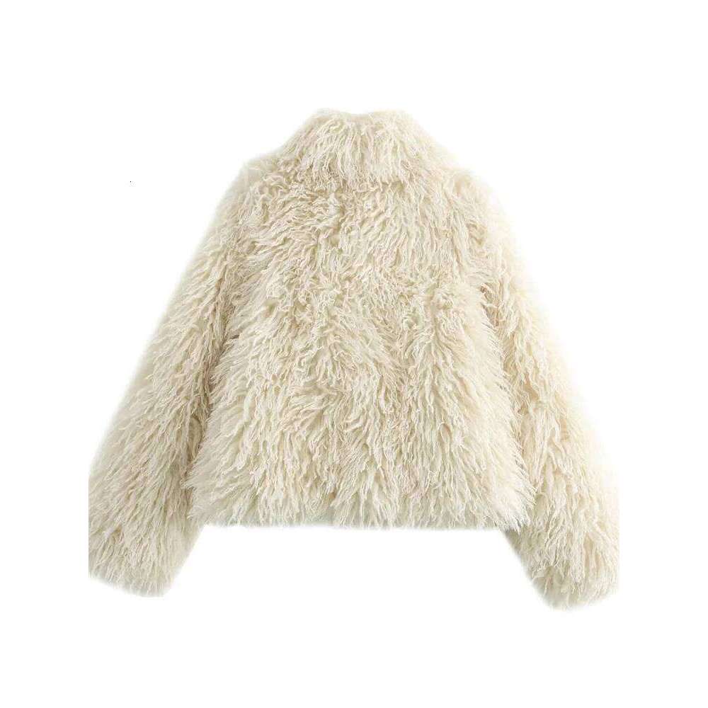 Tossy Fashion V-Neck Loose Cardigan Overcoat For Women Long Sleeve Patchwork Faux Fur High Street Clothes Female Winter Coat New