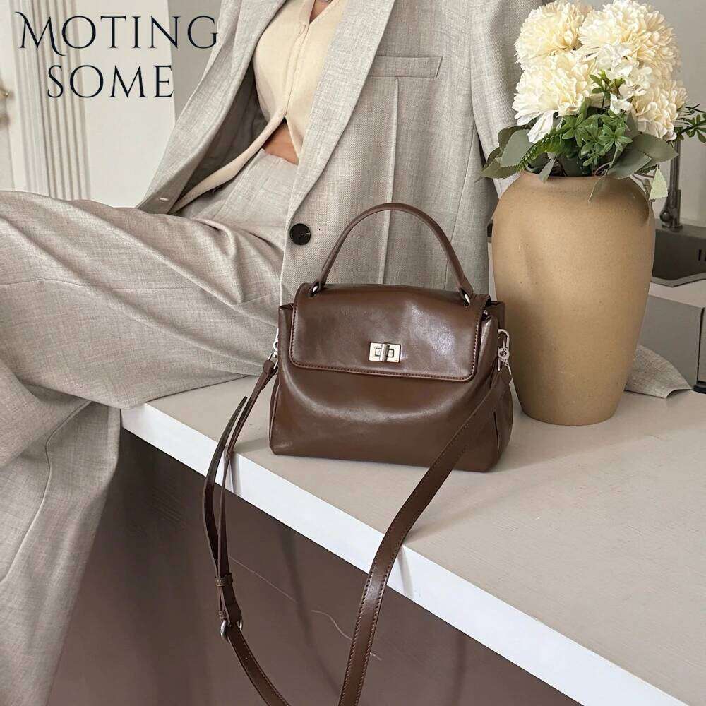 Motingsome Genuine Leather Satchel Bags For Women Designer Bag Fashion Square Spring Handbag Underarm Saddle Mini Tote